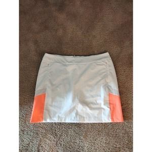 Women Antigua White Orange Golf Skort Zip Front Pockets Light Weight Size 12